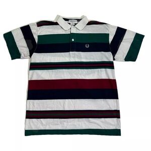 Vintage Fred Perry Stripe Polo Shirt Single Stitch Men’s Size Large
